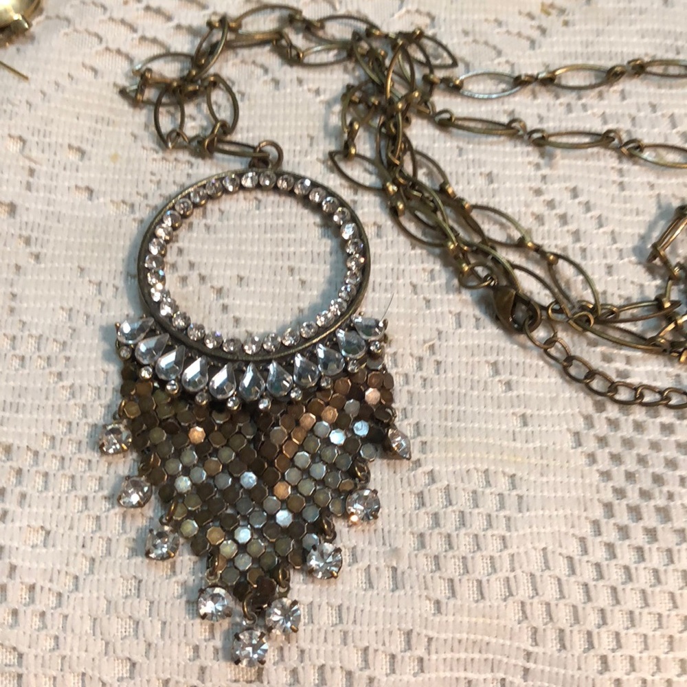 29 1/2” length bronze w/rhinestone necklace NWOT